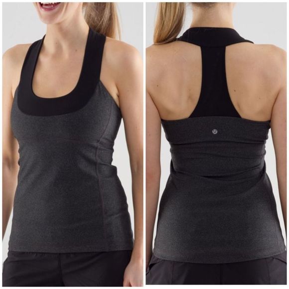 lululemon athletica Tops - Lululemon Size 4 Scoop Neck Tank Top Coal Black Active Wear